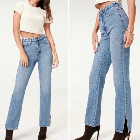 Good American Denim - Good American Jeans Womens 6 Blue 941 Good Boy High Rise Straight Boot Slit 29"
